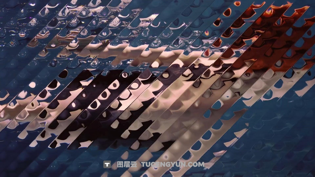 AE模板：真实质感模糊透明长虹条纹波浪纹液态玻璃视频叠加效果4K动画模板（13278）