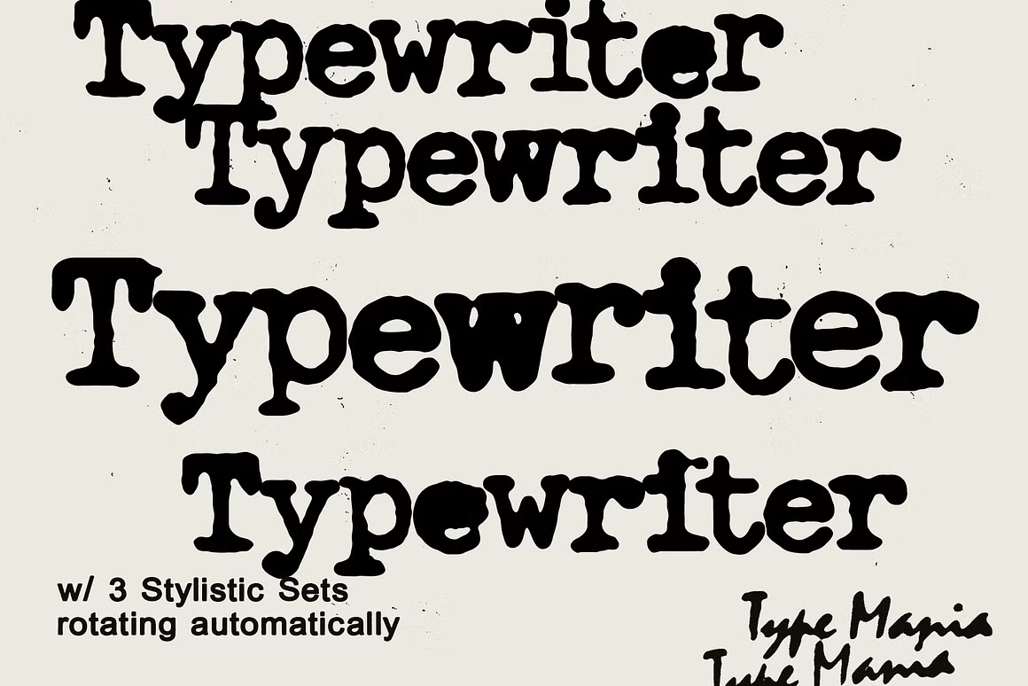 英文字体：复古仿旧斑驳墨迹渗透手写打字机效果封面海报设计字体 Typewriter TM – Distressed Typer（13578）