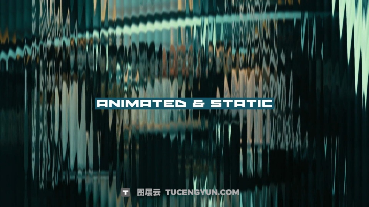 AE模板：真实质感模糊透明长虹条纹波浪纹液态玻璃视频叠加效果4K动画模板（13278）