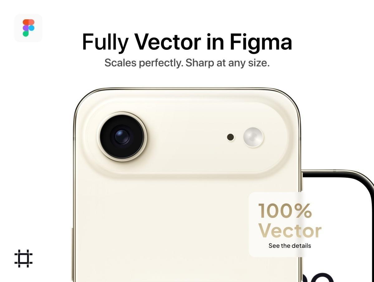 苹果iPhone 17 Air 手机UI平面界面设计展示Figma矢量样机 iPhone 17 Air Mockup | Vector Figma（13562）