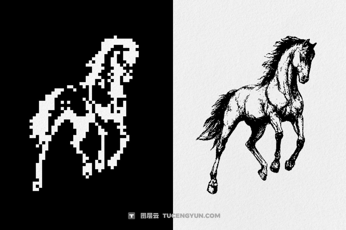 120款暗黑仿旧Y2K低保真像素颗粒位图艺术AI矢量插画图形PNG图片设计元素套装 Dark Aesthetic Dithering Graphic Bundle（13257）