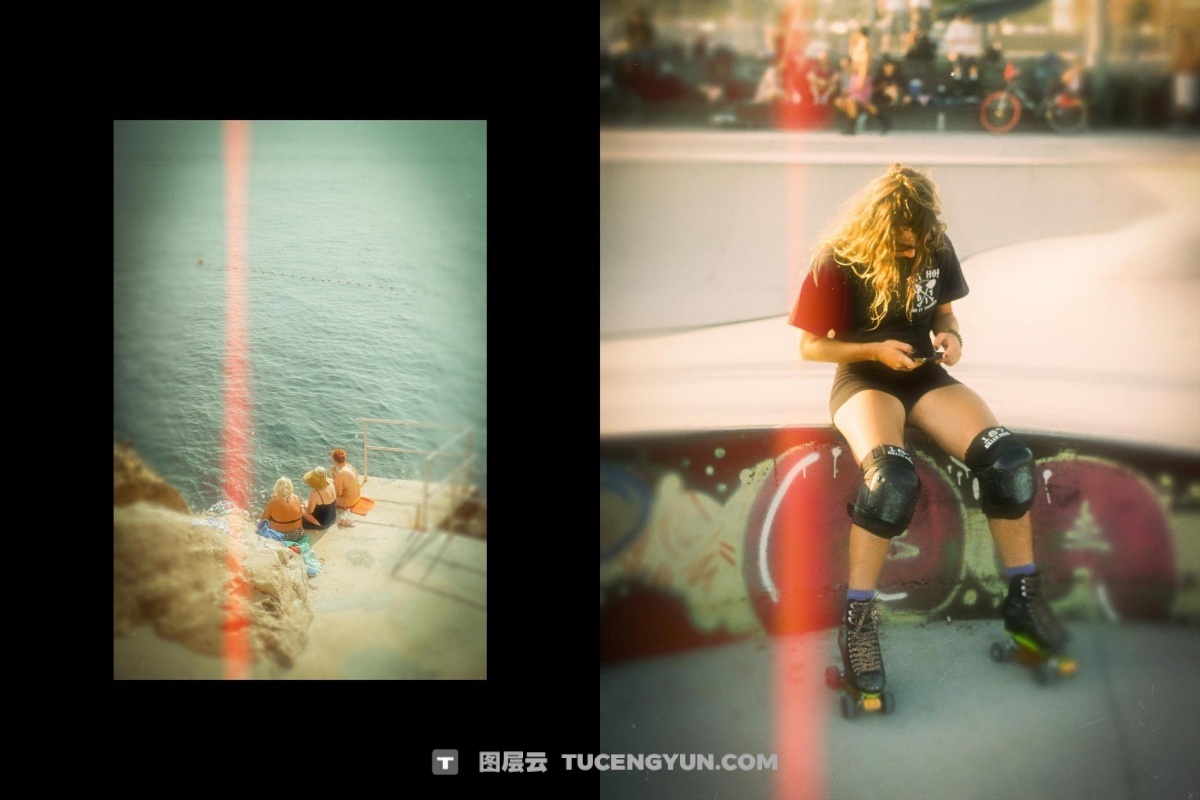 复古文艺温暖朦胧发光做旧胶片漏光模拟封面海报PSD特效样机  Vintage Film Glow Photo Effect（13279）