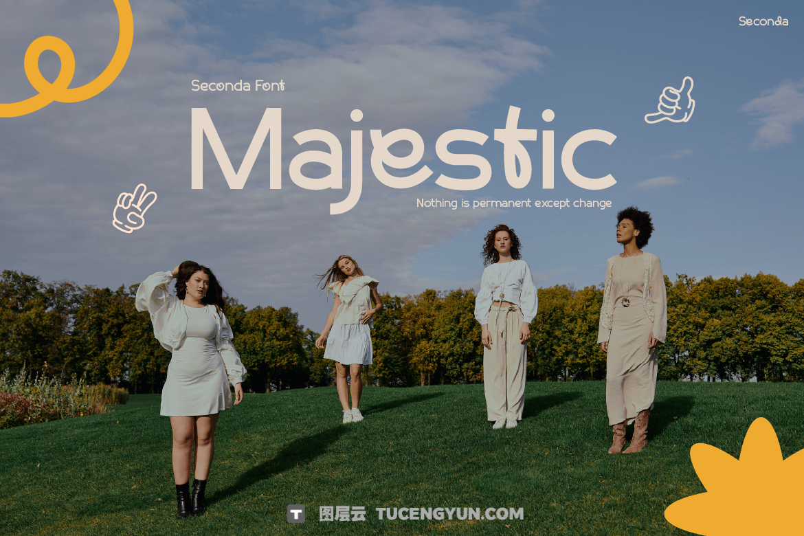 英文字体：大胆现代圆润曲线优雅品牌海报包装设计无衬线封面海报字体 Seconda – Modern Font（13577）