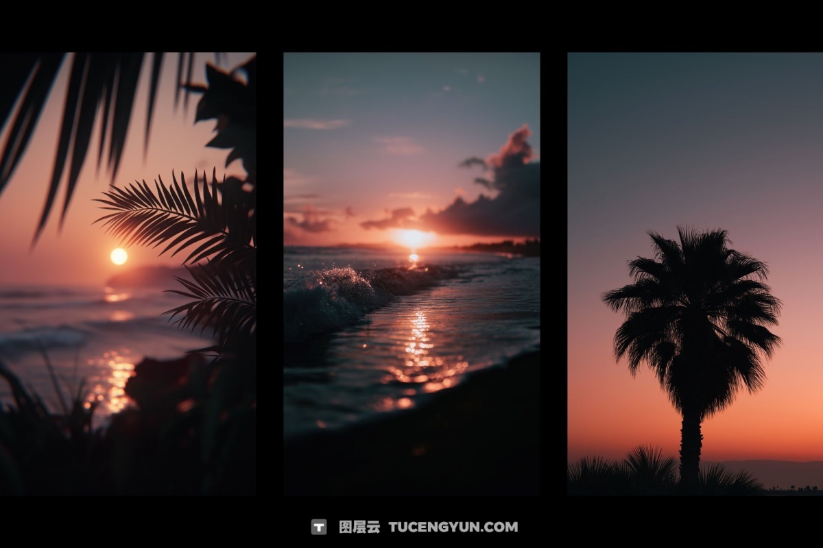 100个经典热带夏季黄昏文艺海滩热带植物水果海面JPG+MP4背景素材 Tropical Vibes（13228）