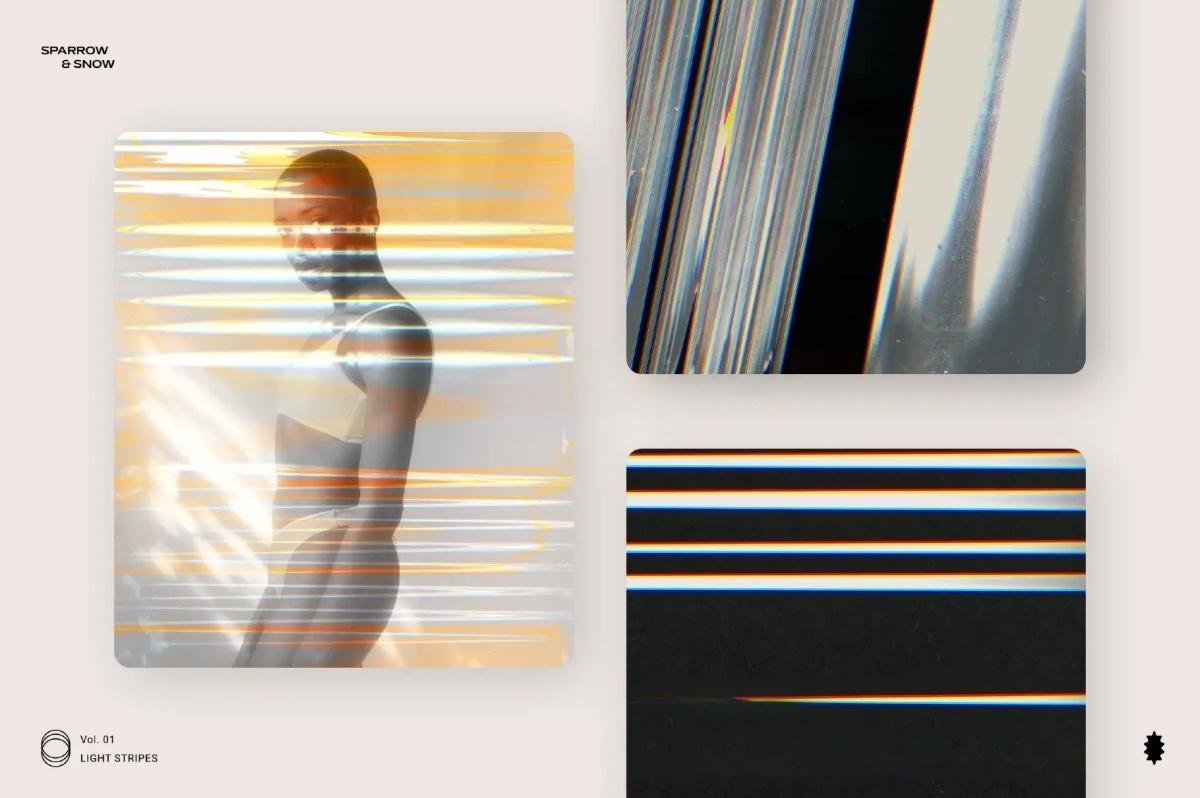 65种高分辨率线性霓虹浅色渐变条纹叠加背景纹理 Light Stripes Hi-Res Overlays & Textures（13610）