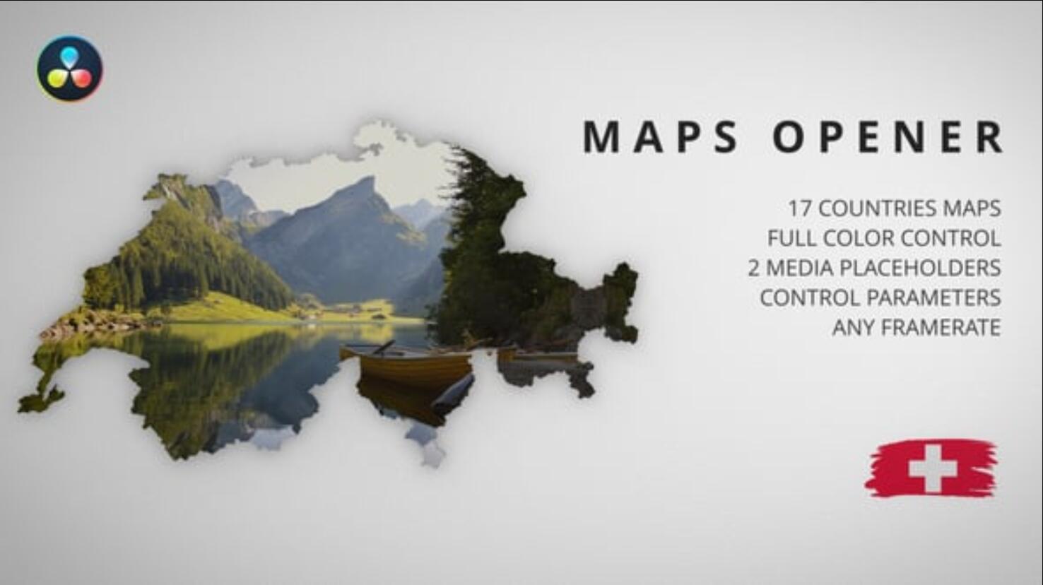 达芬奇预设：创意3D西欧国家地图开场动画（13553）